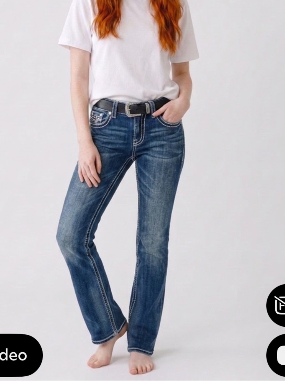Miss Me Women's Dark Indigo Boot cut Jeans with Contrast Stitching